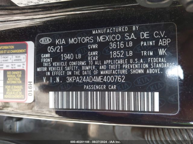 Photo 8 VIN: 3KPA24AD4ME400762 - KIA RIO 