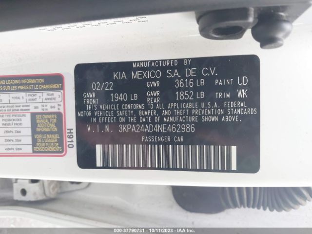 Photo 8 VIN: 3KPA24AD4NE462986 - KIA RIO 