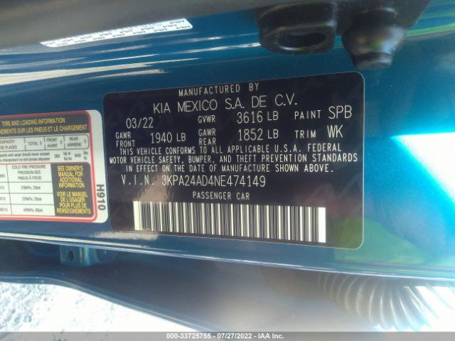 Photo 8 VIN: 3KPA24AD4NE474149 - KIA RIO 