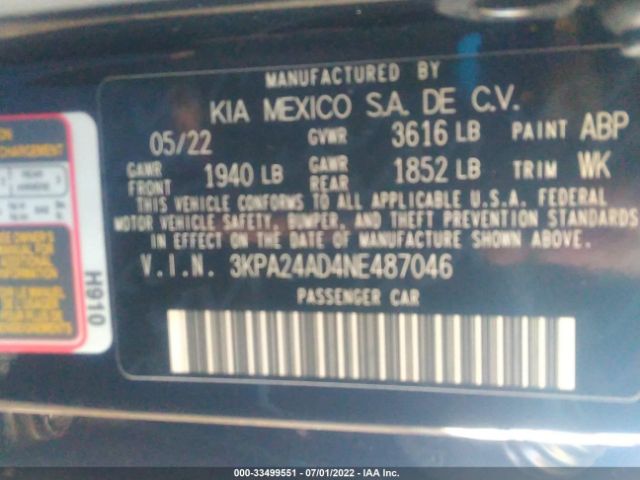 Photo 8 VIN: 3KPA24AD4NE487046 - KIA RIO 