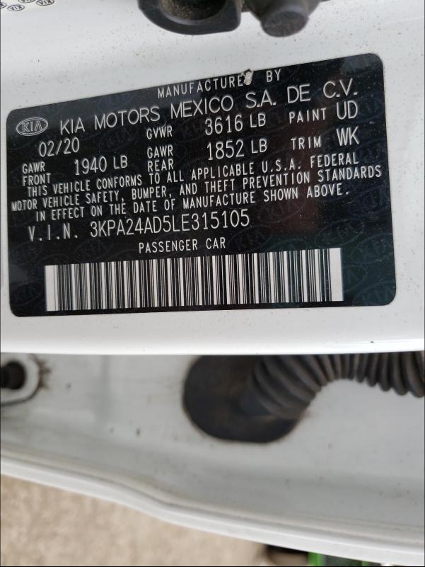 Photo 9 VIN: 3KPA24AD5LE315105 - KIA RIO LX 