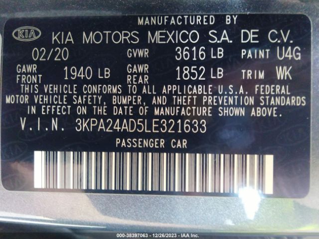 Photo 8 VIN: 3KPA24AD5LE321633 - KIA RIO 