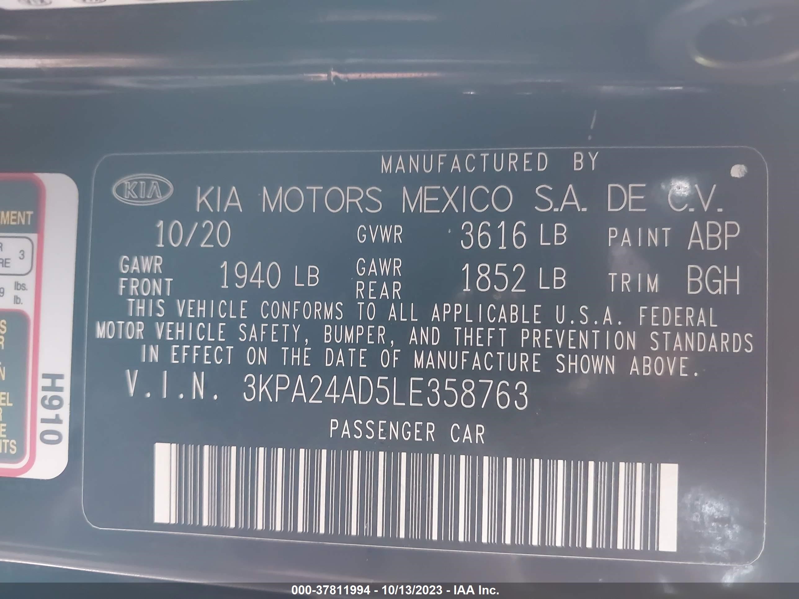 Photo 8 VIN: 3KPA24AD5LE358763 - KIA RIO 