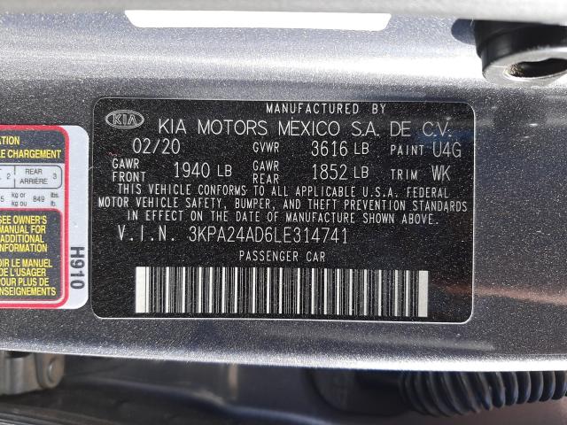 Photo 9 VIN: 3KPA24AD6LE314741 - KIA RIO LX 