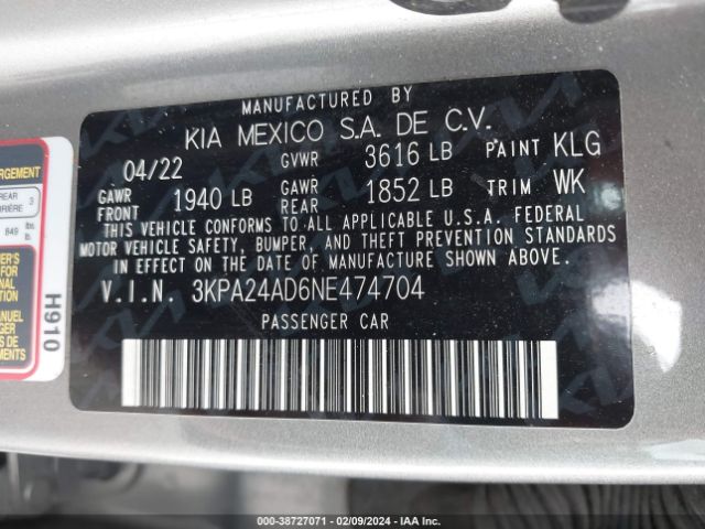 Photo 8 VIN: 3KPA24AD6NE474704 - KIA RIO 