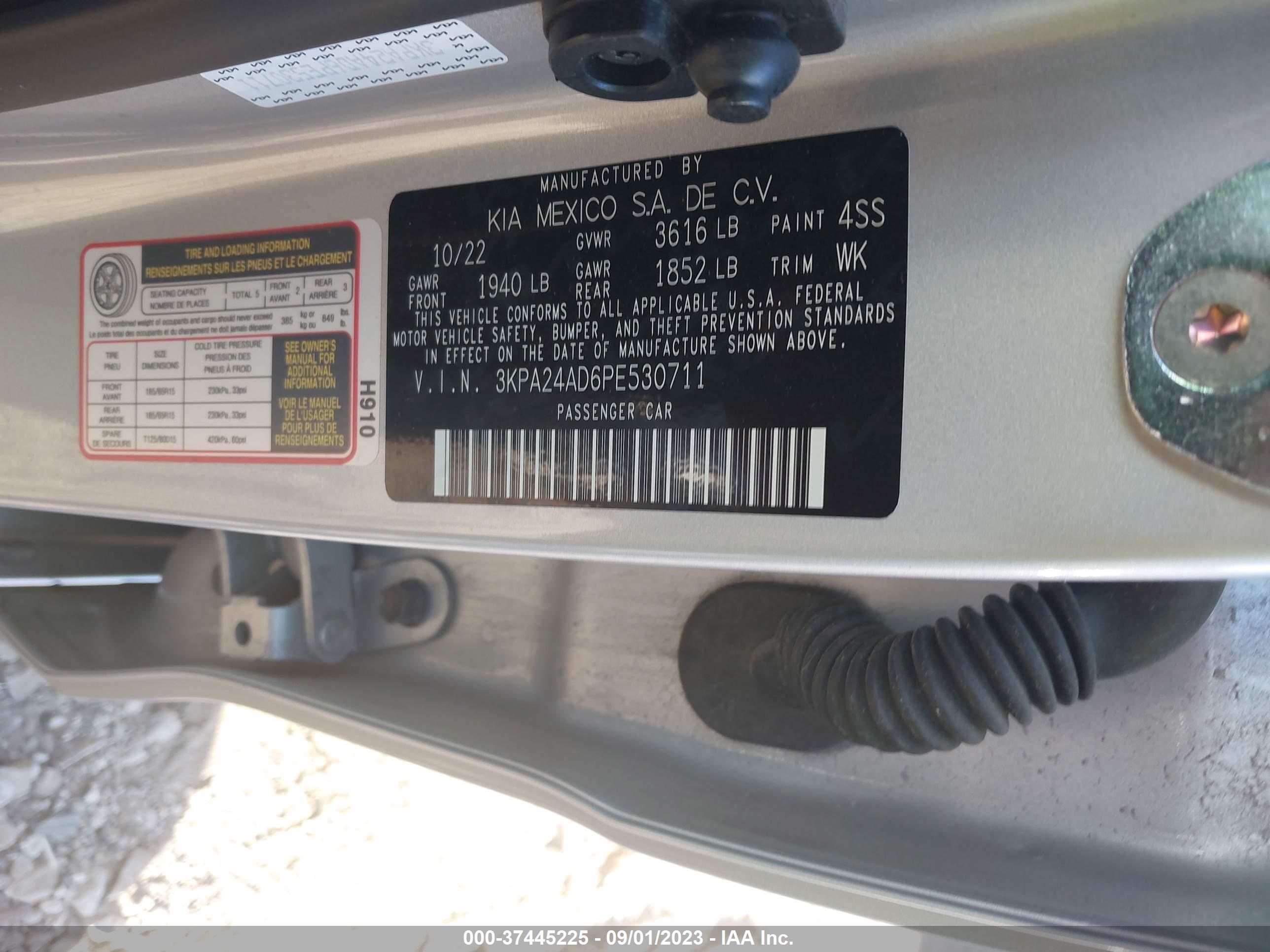 Photo 8 VIN: 3KPA24AD6PE530711 - KIA RIO 