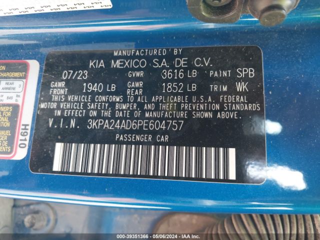 Photo 8 VIN: 3KPA24AD6PE604757 - KIA RIO 