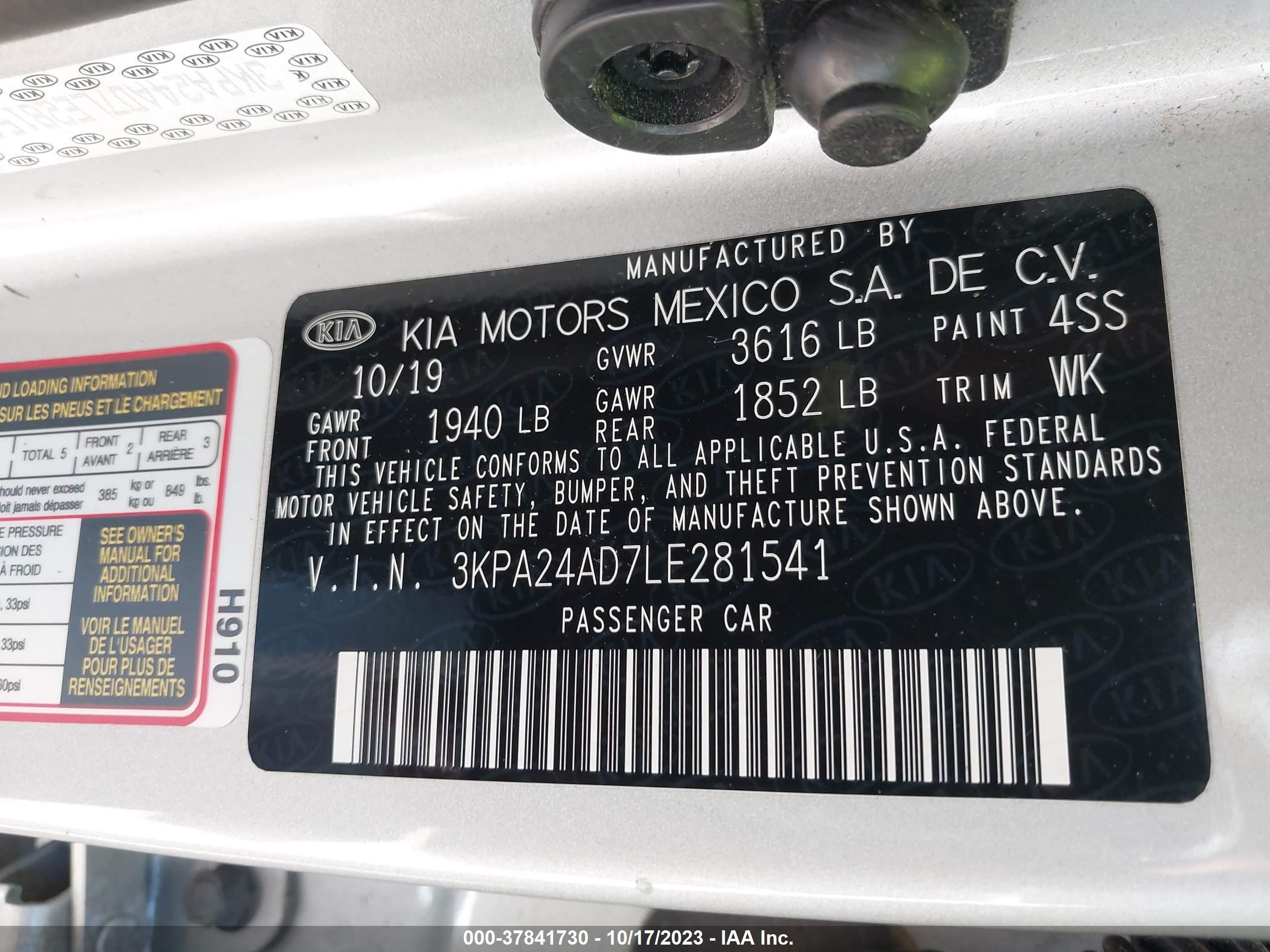 Photo 8 VIN: 3KPA24AD7LE281541 - KIA RIO 