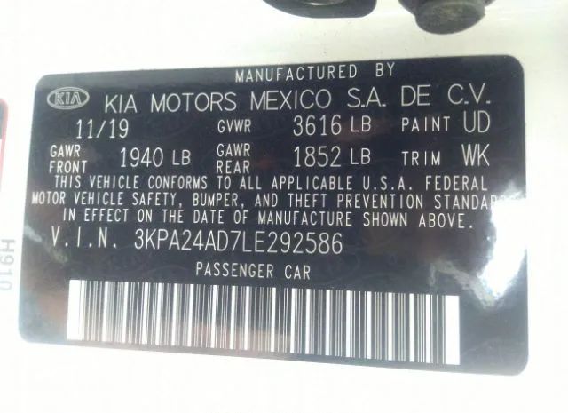 Photo 8 VIN: 3KPA24AD7LE292586 - KIA RIO 