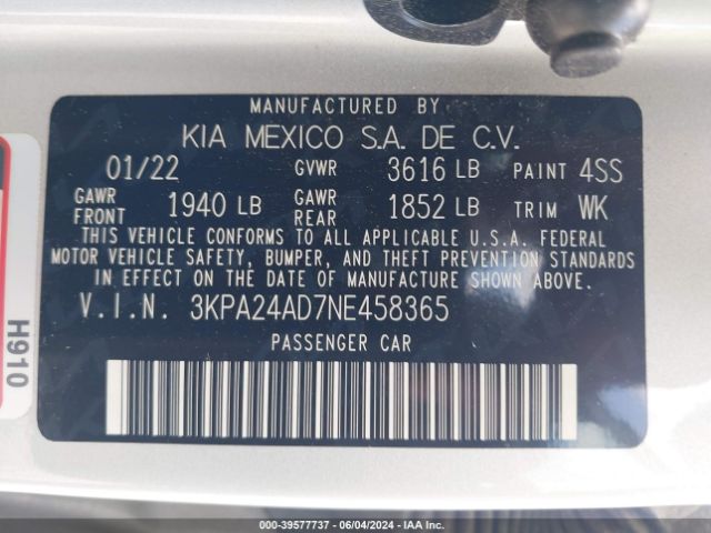 Photo 8 VIN: 3KPA24AD7NE458365 - KIA RIO 