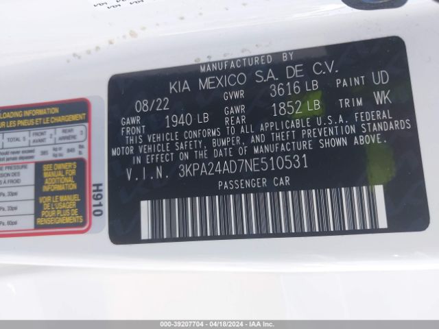 Photo 8 VIN: 3KPA24AD7NE510531 - KIA RIO 