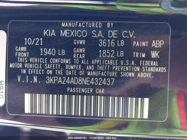 Photo 8 VIN: 3KPA24AD8NE432437 - KIA RIO 