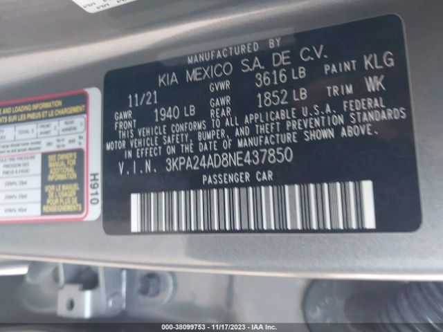 Photo 8 VIN: 3KPA24AD8NE437850 - KIA RIO 