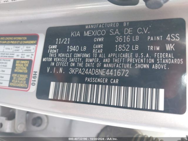 Photo 8 VIN: 3KPA24AD8NE441672 - KIA RIO 