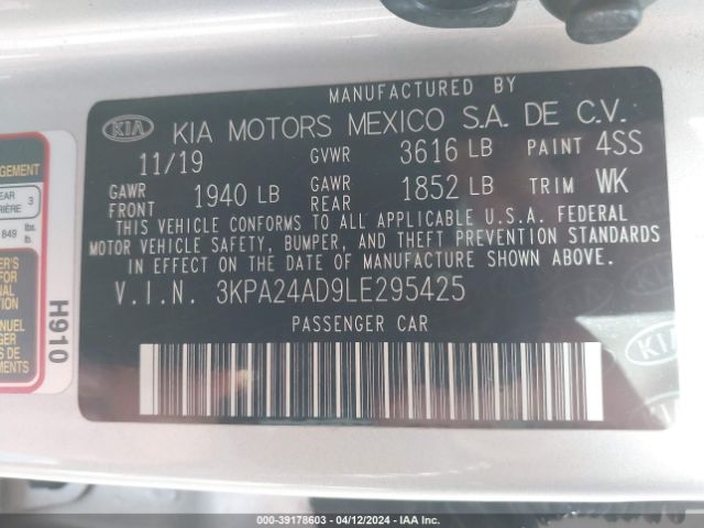 Photo 8 VIN: 3KPA24AD9LE295425 - KIA RIO 