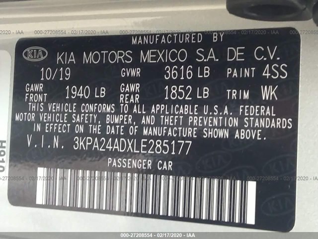 Photo 8 VIN: 3KPA24ADXLE285177 - KIA RIO 