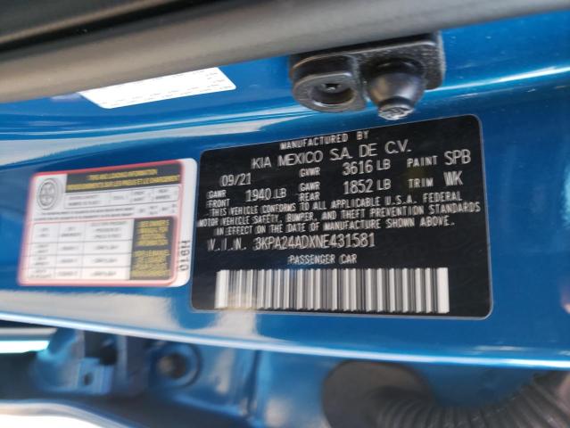 Photo 11 VIN: 3KPA24ADXNE431581 - KIA RIO LX 