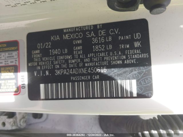 Photo 8 VIN: 3KPA24ADXNE450616 - KIA RIO 