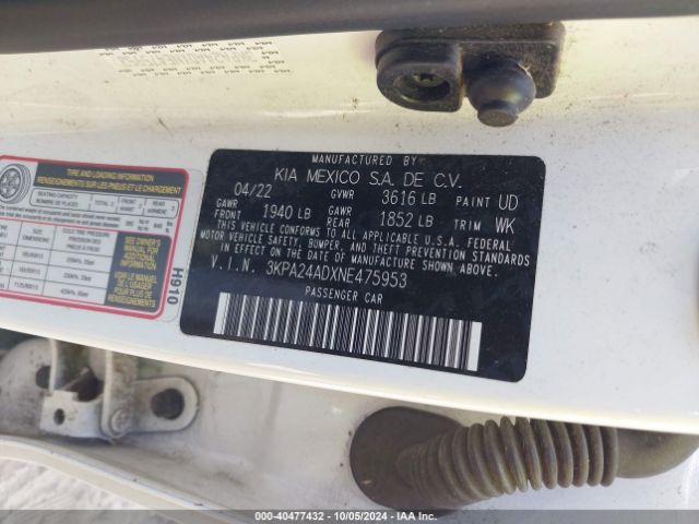 Photo 8 VIN: 3KPA24ADXNE475953 - KIA RIO 