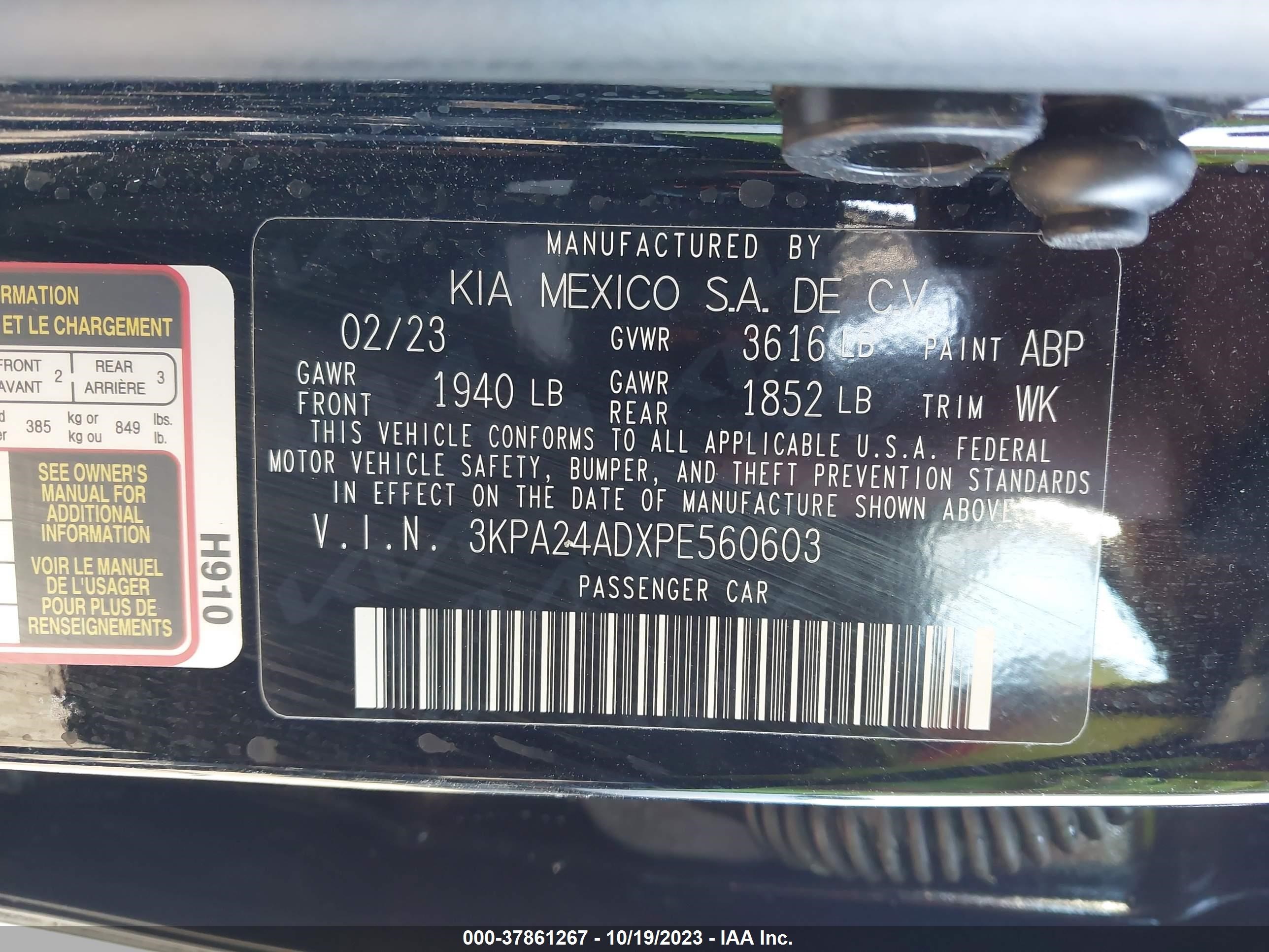 Photo 8 VIN: 3KPA24ADXPE560603 - KIA RIO 