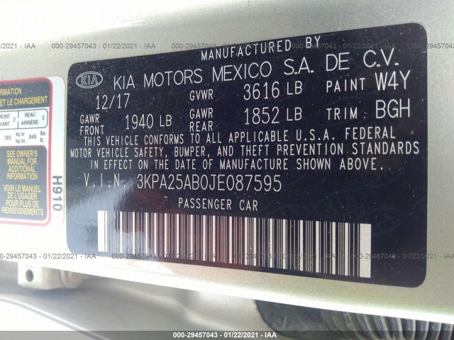 Photo 8 VIN: 3KPA25AB0JE087595 - KIA RIO 5-DOOR 