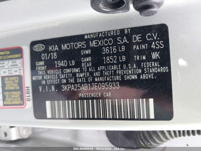 Photo 8 VIN: 3KPA25AB1JE095933 - KIA RIO 