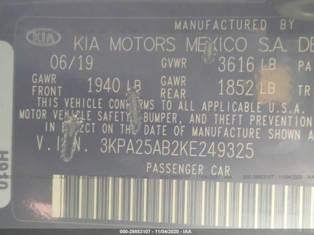 Photo 8 VIN: 3KPA25AB2KE249325 - KIA RIO 5-DOOR 