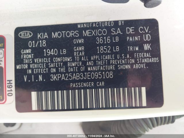 Photo 8 VIN: 3KPA25AB3JE095108 - KIA RIO 