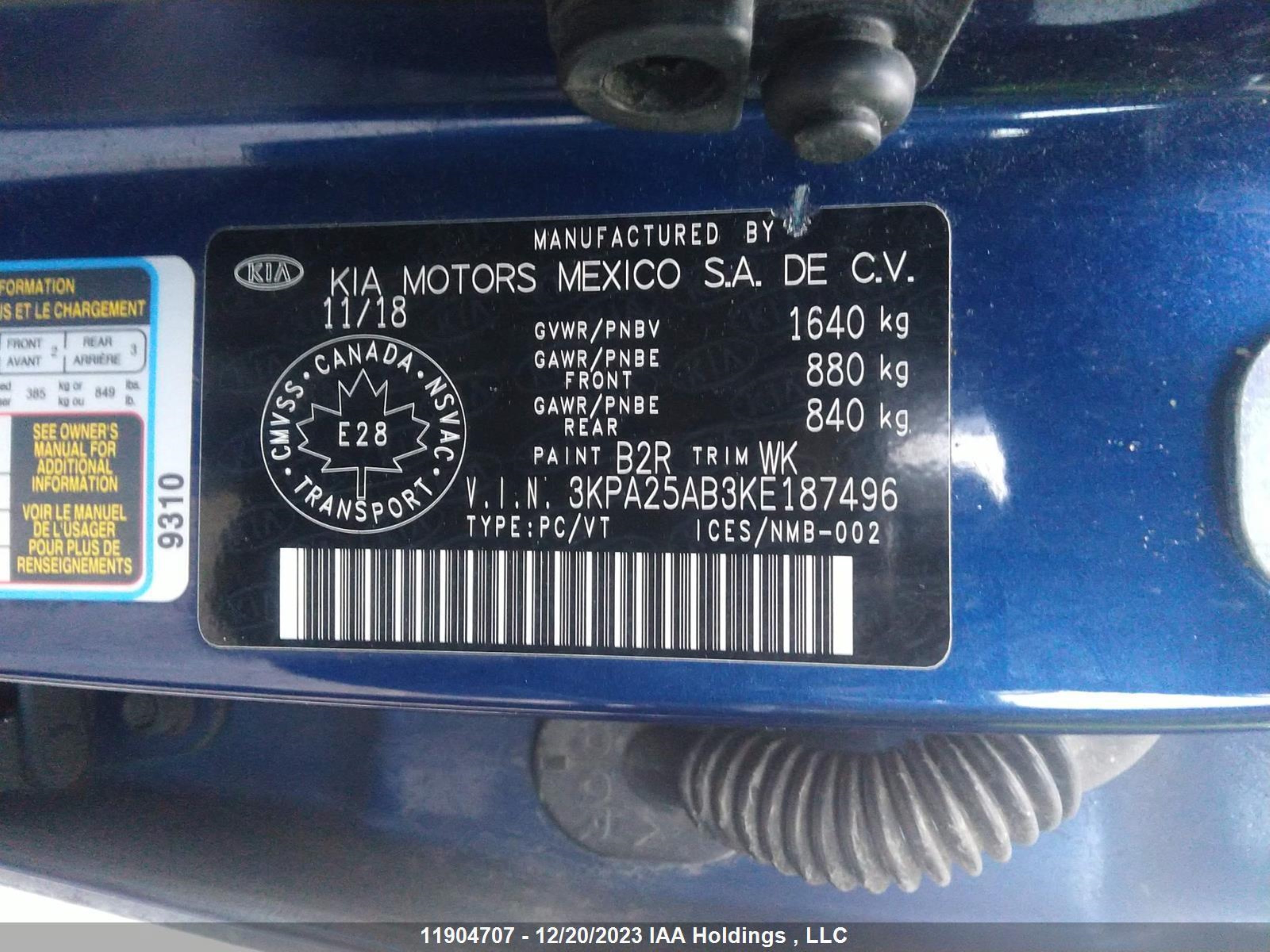 Photo 8 VIN: 3KPA25AB3KE187496 - KIA RIO 