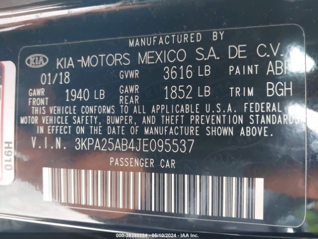 Photo 8 VIN: 3KPA25AB4JE095537 - KIA RIO 