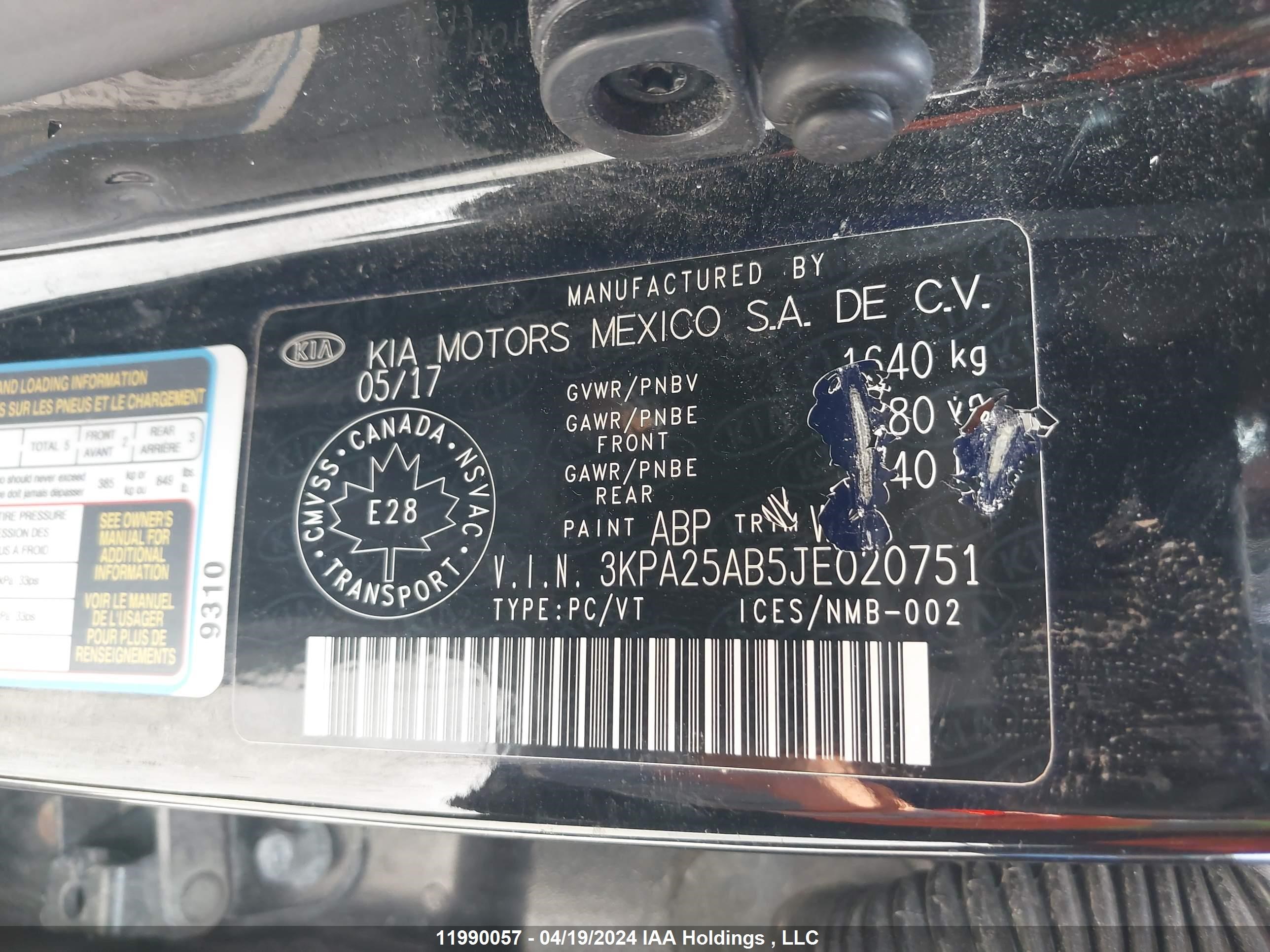 Photo 8 VIN: 3KPA25AB5JE020751 - KIA RIO 