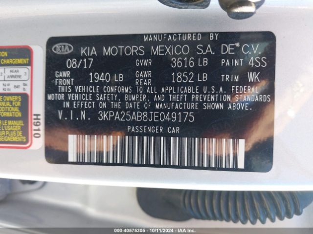 Photo 8 VIN: 3KPA25AB8JE049175 - KIA RIO 