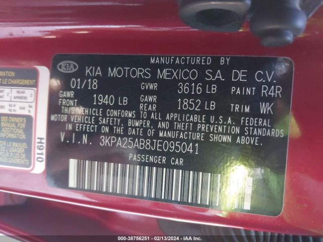 Photo 8 VIN: 3KPA25AB8JE095041 - KIA RIO 