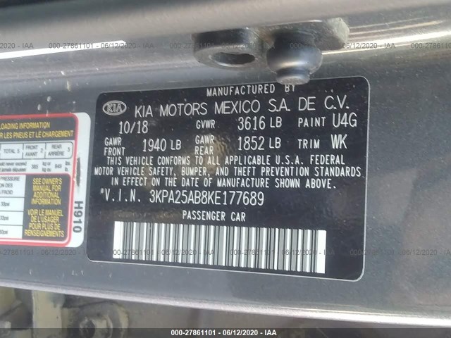 Photo 8 VIN: 3KPA25AB8KE177689 - KIA RIO 5-DOOR 