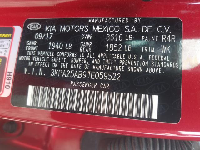 Photo 9 VIN: 3KPA25AB9JE059522 - KIA RIO LX 