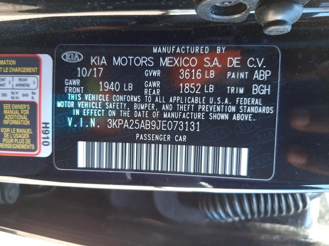 Photo 9 VIN: 3KPA25AB9JE073131 - KIA RIO LX 