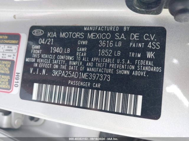 Photo 8 VIN: 3KPA25AD1ME397373 - KIA RIO 