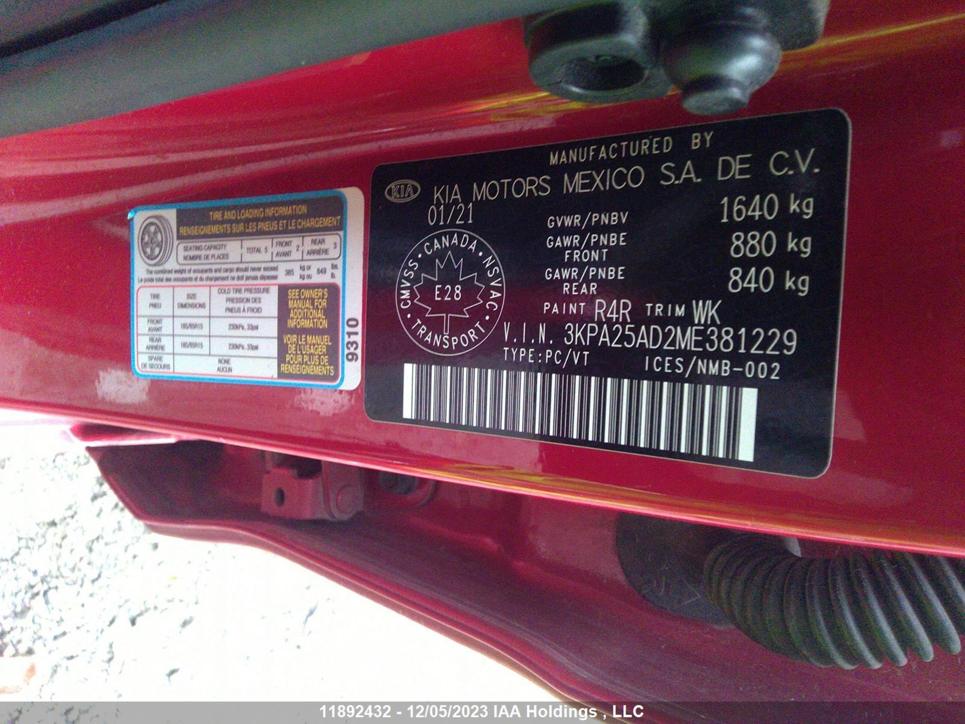 Photo 8 VIN: 3KPA25AD2ME381229 - KIA RIO 