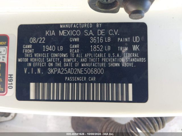 Photo 8 VIN: 3KPA25AD2NE506800 - KIA RIO 