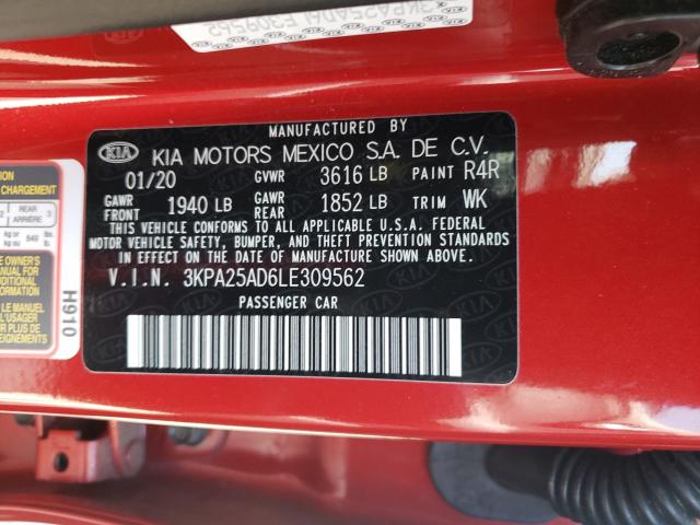 Photo 9 VIN: 3KPA25AD6LE309562 - KIA RIO LX 