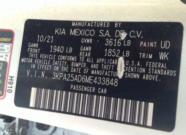 Photo 8 VIN: 3KPA25AD6ME433848 - KIA RIO 