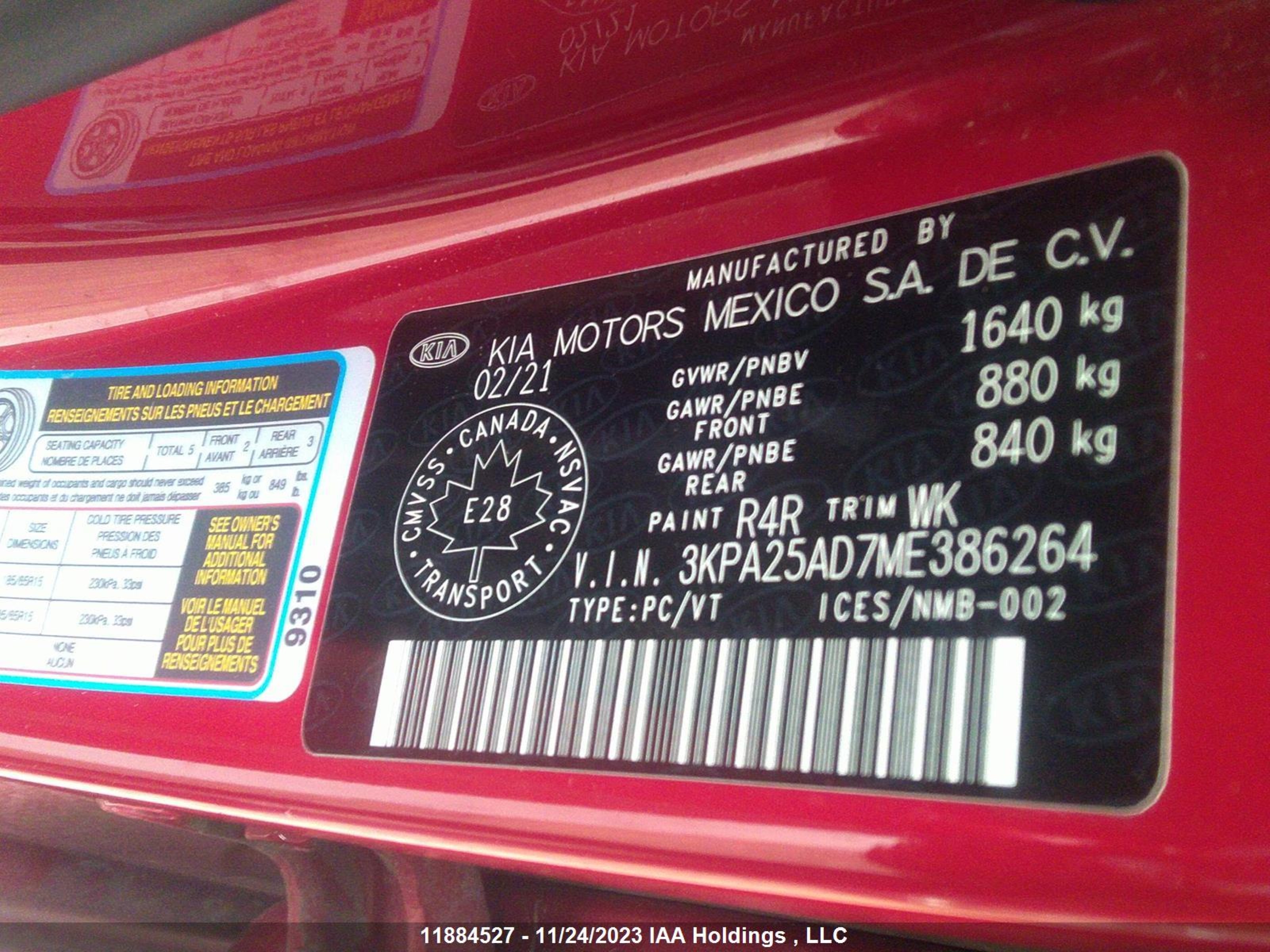 Photo 8 VIN: 3KPA25AD7ME386264 - KIA RIO 