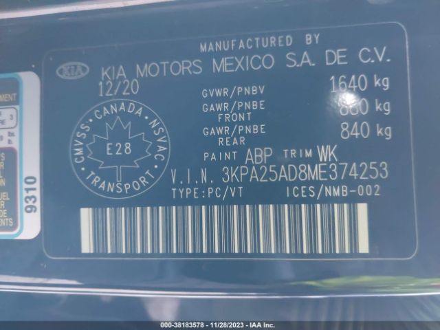 Photo 8 VIN: 3KPA25AD8ME374253 - KIA RIO 5-DOOR 