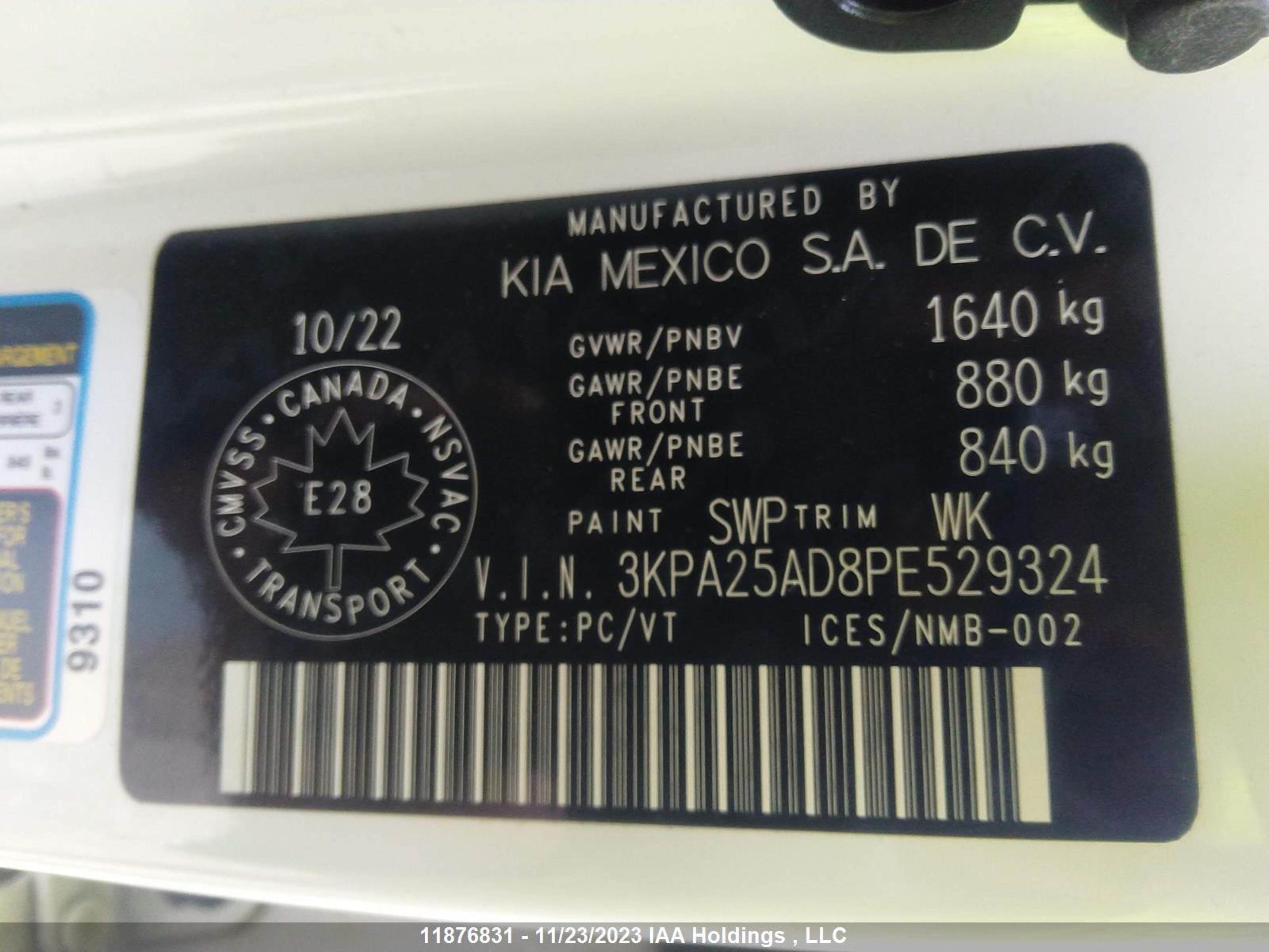 Photo 8 VIN: 3KPA25AD8PE529324 - KIA RIO 