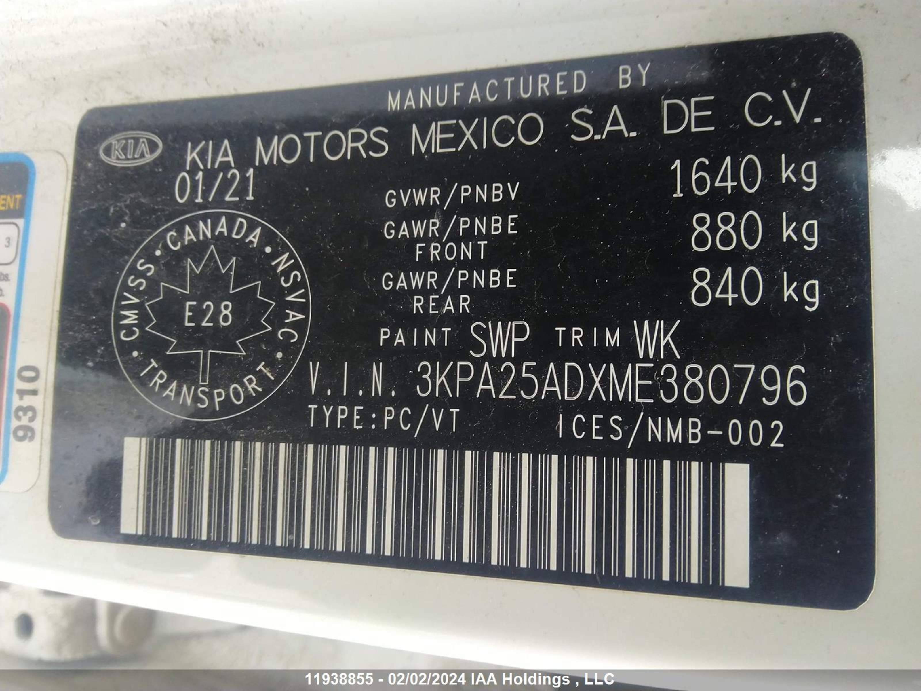 Photo 8 VIN: 3KPA25ADXME380796 - KIA RIO 