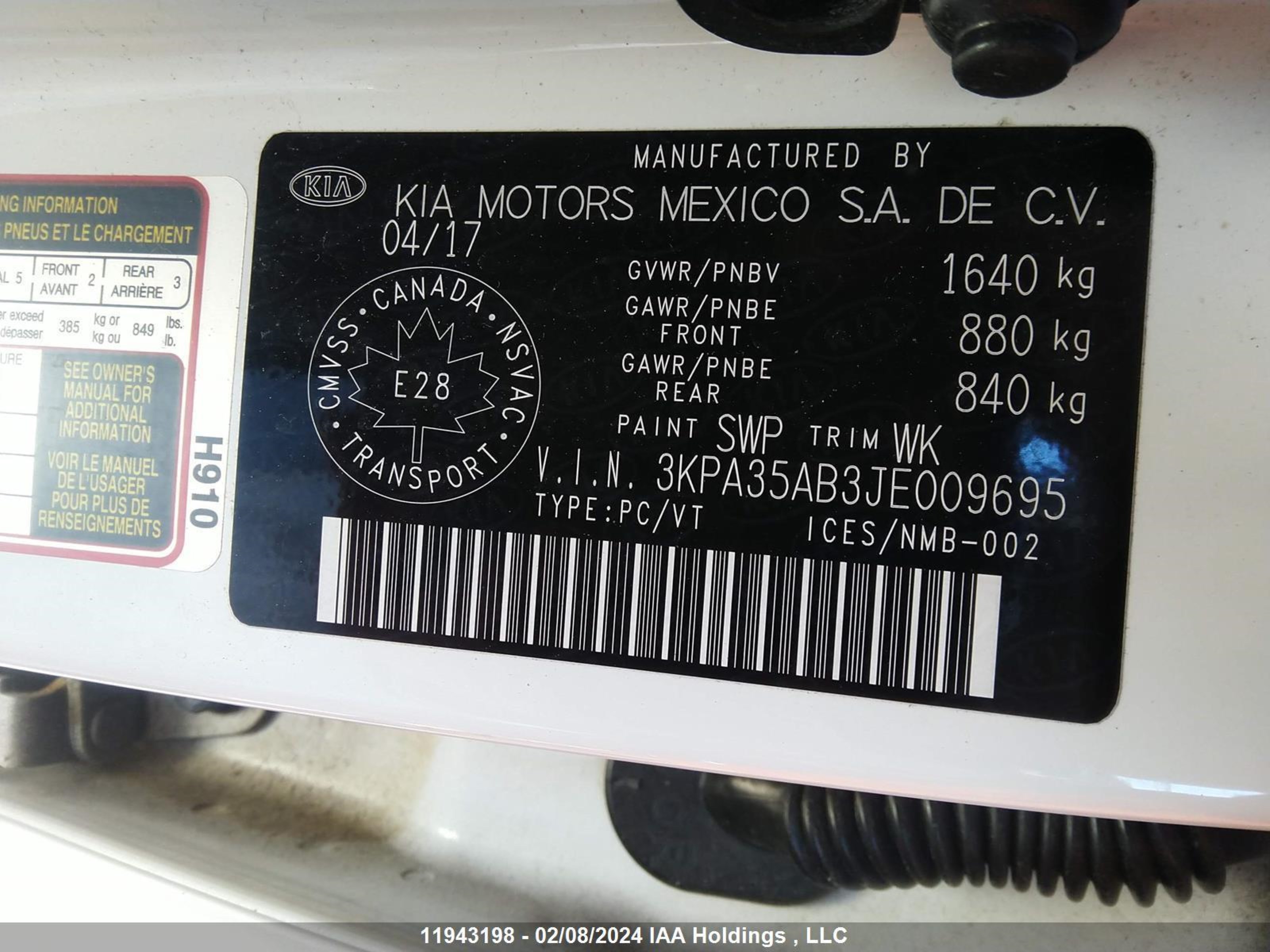 Photo 8 VIN: 3KPA35AB3JE009695 - KIA RIO 