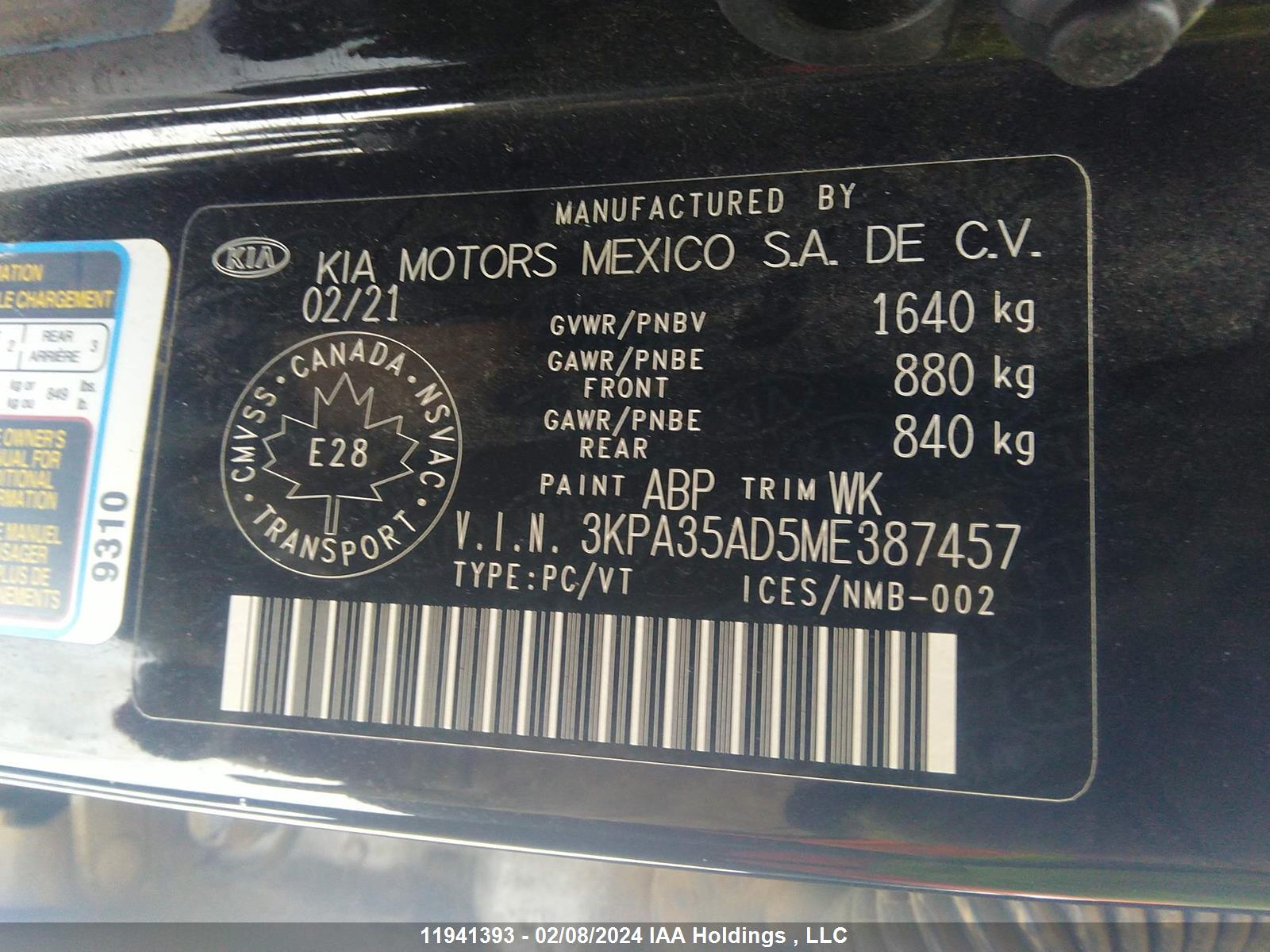 Photo 8 VIN: 3KPA35AD5ME387457 - KIA RIO 