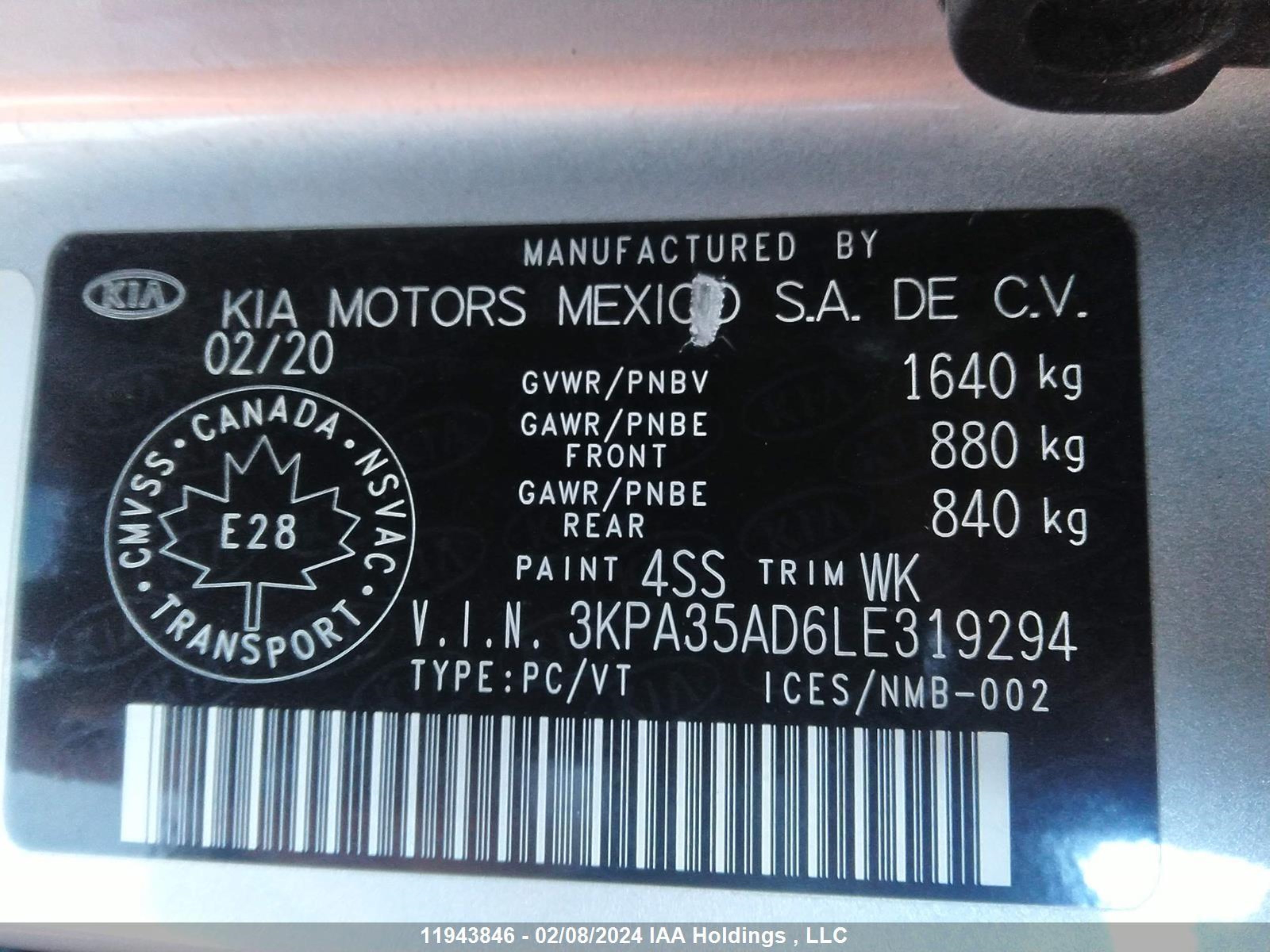 Photo 8 VIN: 3KPA35AD6LE319294 - KIA RIO 