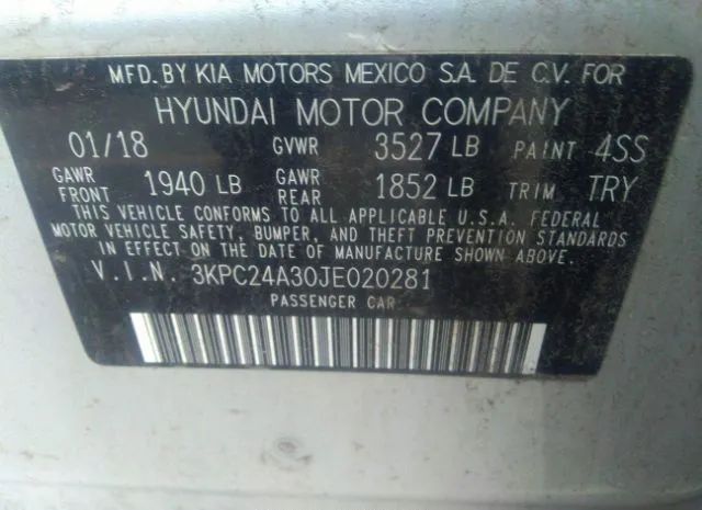 Photo 8 VIN: 3KPC24A30JE020281 - HYUNDAI ACCENT 