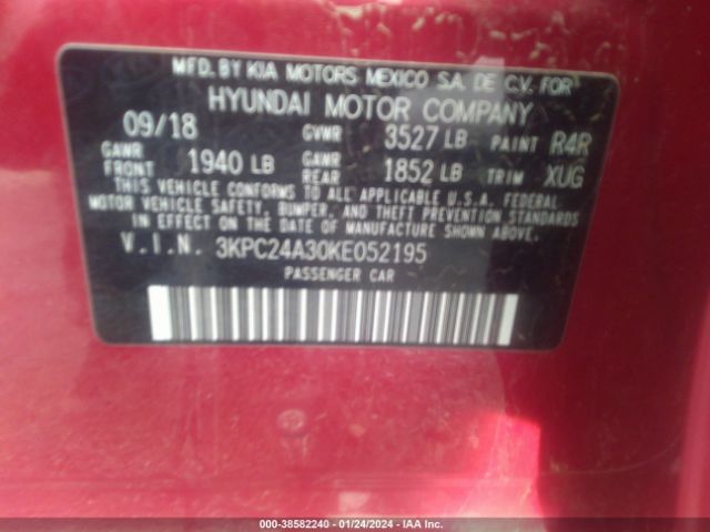 Photo 8 VIN: 3KPC24A30KE052195 - HYUNDAI ACCENT 